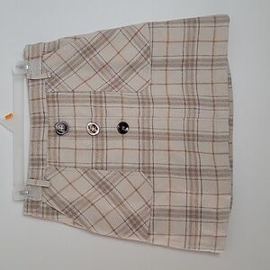 J.O.A. Wool Blend Plaid Mini Skirt Neutral Sz M